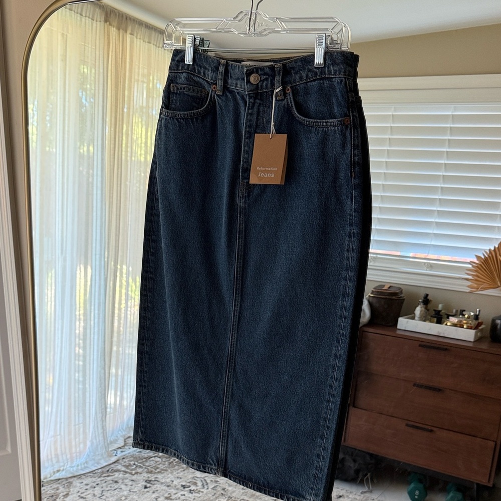 Reformation Classic Blue Denim Skirt